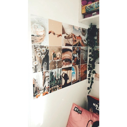 Ảnh trang trí phòng ngủ postcard decor vintage dán tường wall collage