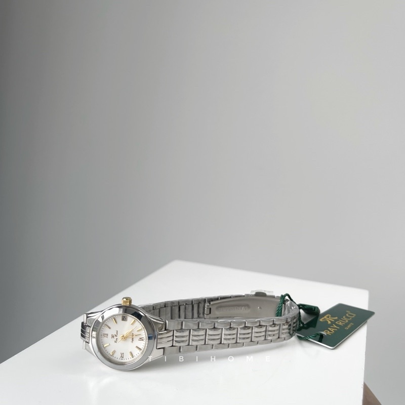 CHÍNH HÃNG SALE 30% ĐỒNG HỒ NỮ DÂY KIM LOẠI RAY RUCCI MINI MẶT TRẮNG DÂY BẠC VIỀN BẠC