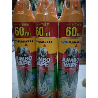 Bộ ba chai xịt muỗi Jumbovape 600ml tặng 60ml.