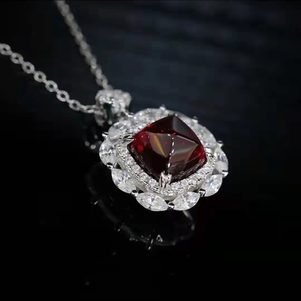 Bộ Dây Chuyền Mặt Đá Ruby Màu Đỏ Sang Trọng Cho Nữ-JHS2-S