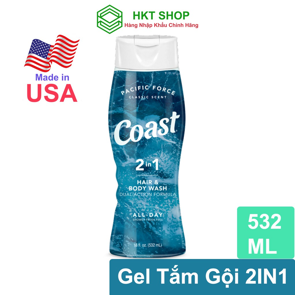 Dầu tắm gội Coast 2IN1 Hair &amp; Body Wash 532ml - HKT Shop