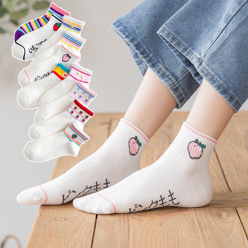 Tất vớ nữ cổ thấp họa tiết trái cây