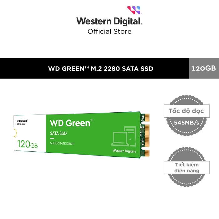 Ổ cứng SSD Western Digital green M.2 2280 Sata III 120GB WDS120G3G0B - New version 2022