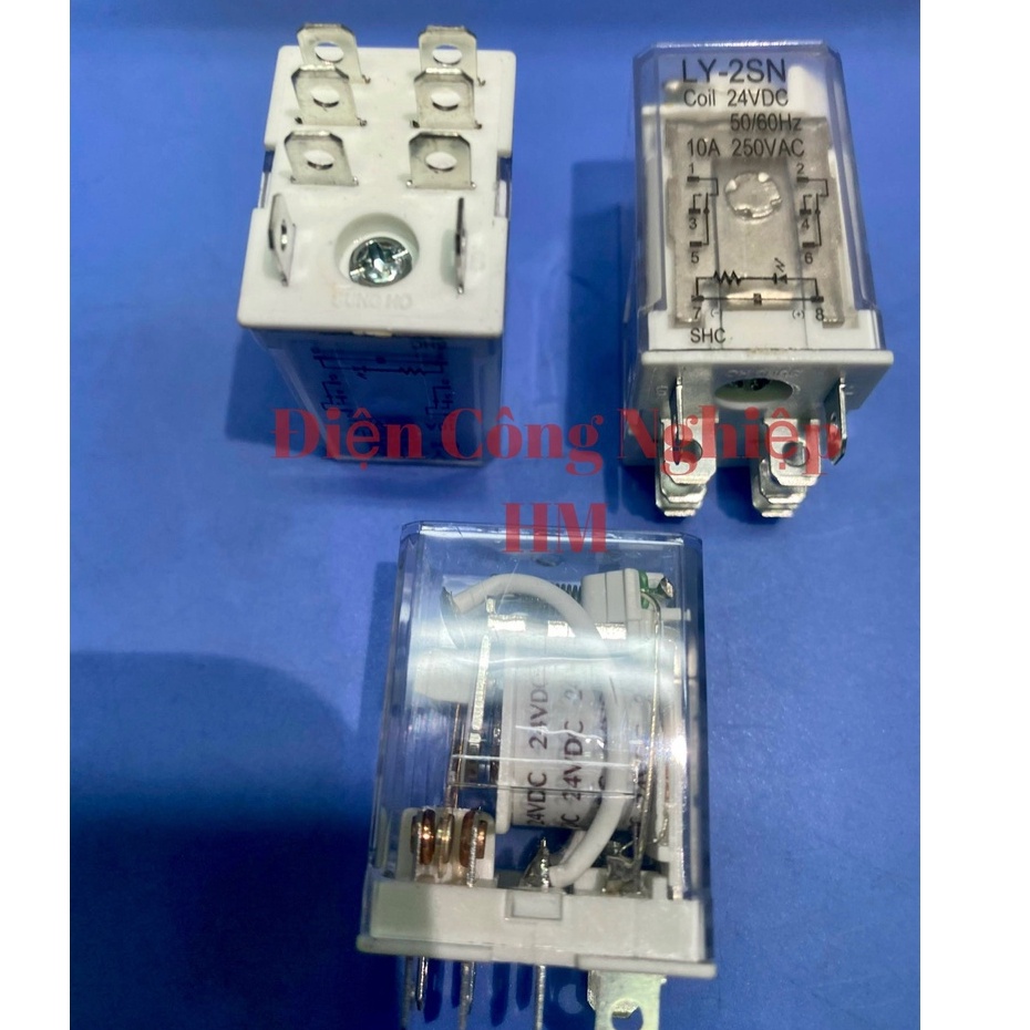 Relay Rơ le trung gian SUNGHO LY-2SN - Chính Hãng, 8 chân dẹt ngang to, có đèn