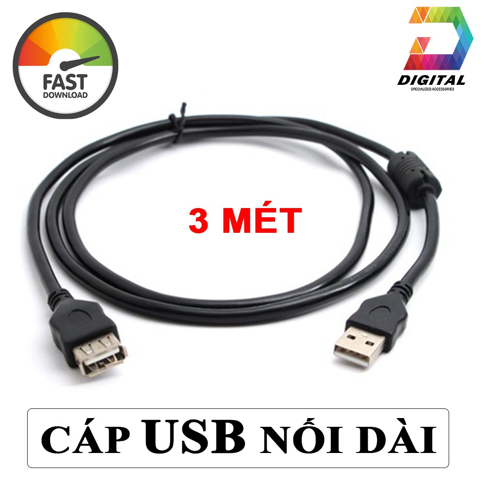 Cáp USB Nối Dài 3 Mét Xịn Không Nhiễu