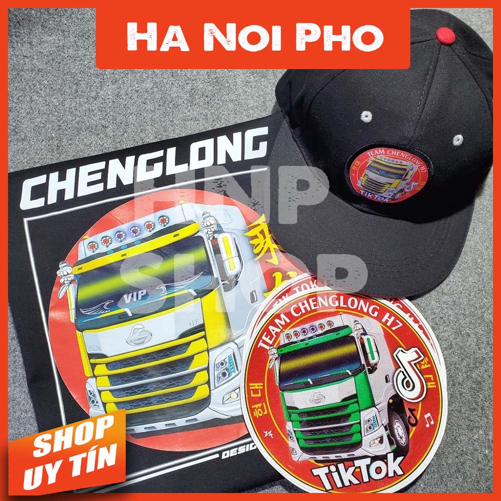 Set Combo Áo thun Chenglong H7 Đầu Kéo, Nón và 2 tem CHENGLONG phản quang | Hà Nội Phố Xe tải