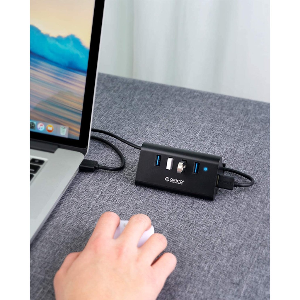 Bộ chuyển đổi Hub Orico chia 4 cổng Usb 3.0 tốc độ cao tích hợp giá đỡ cho máy tính bảng/điện thoại/Laptop/PC