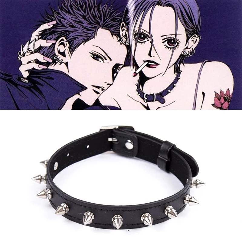 Vòng Đeo Cổ Da PU Màu Đen Đính Gai Hình Trái Tim Chữ Thập Hóa Trang Harajuku