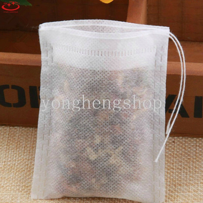 Set 100 Túi Lọc Trà Bằng Vải Không Dệt Có Dây Rút Tiện Dụng