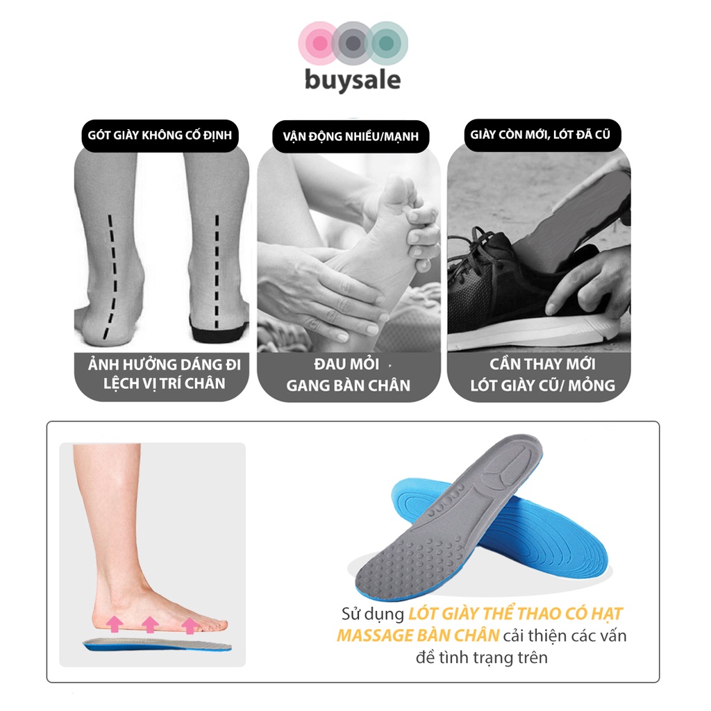Miếng lót giày đa năng thoáng khí, có hạt massage bàn chân, vòm bảo vệ gót dành cho nam và nữ - Buysales - BSPK228