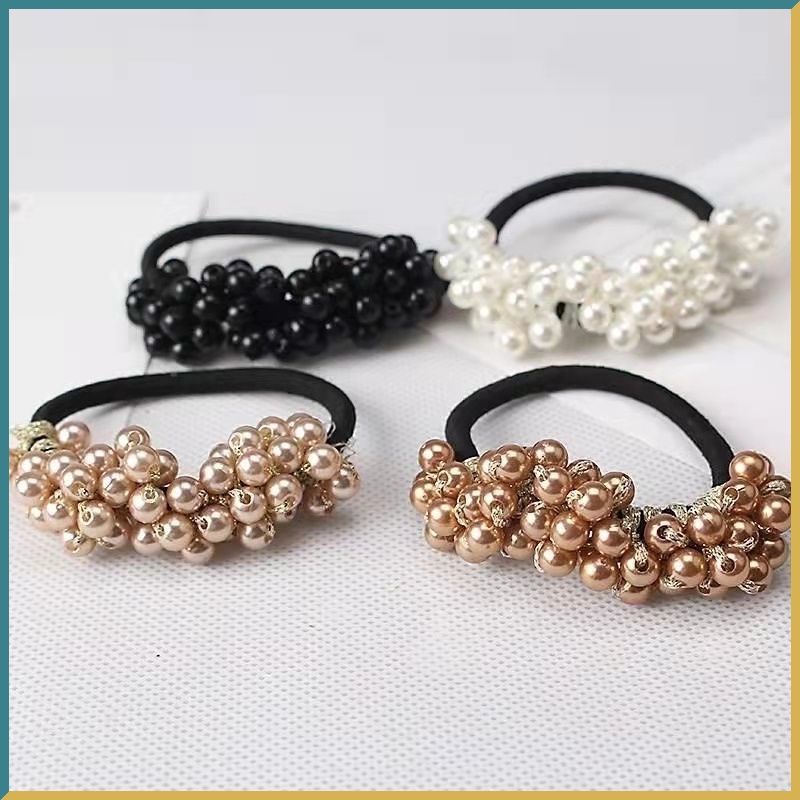 Dây Buộc Tóc Đính Hạt Ngọc Trai Thủ Công Phong Cách Hàn Quốc Mới
