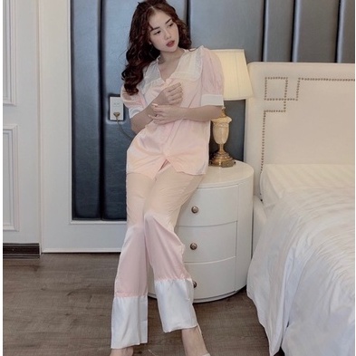 Bộ Đồ Pijama – Bộ Lụa latin tay cộc, quần dài [Hàng Đẹp, Lụa Mát Mịn] Không Nhăn, Không Bai Giãn, Không Phai Màu | BigBuy360 - bigbuy360.vn
