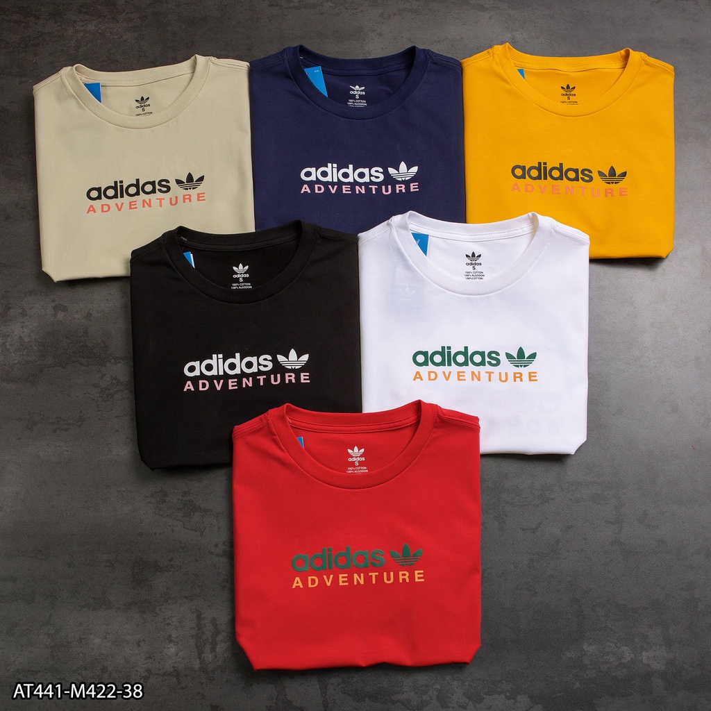 Áo thun Adidas Adventure in chữ trước, hoạ tiết sau Cotton AT441 - áo thun nam VNXK