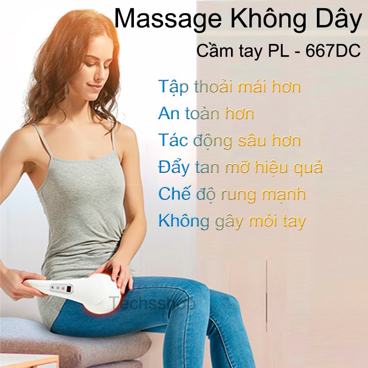 Máy Massage Cầm Tay Không Dây Puli PL-667DC Sử Dụng Pin Sạc Với 8 Đầu Mát Xa Hiệu Quả