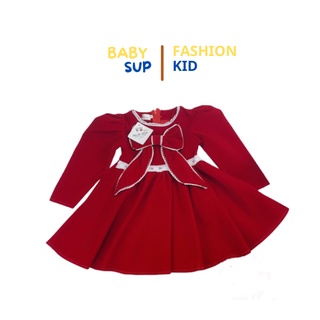 Váy đầm nhung đỏ baby sup cho bé cân nặng 10-20kg