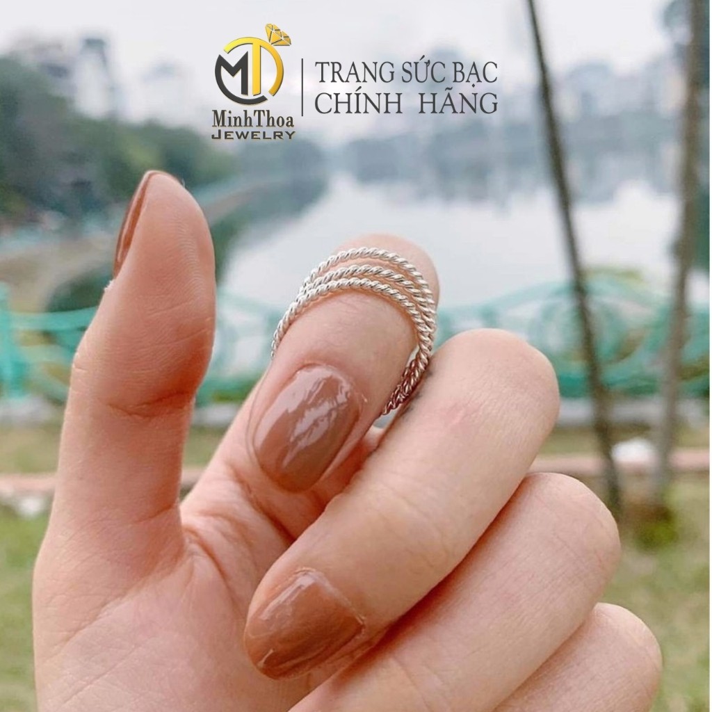 Nhẫn bạc nữ đẹp, nhẫn nữ xoắn trơn đơn giản bạc 925 trang sức Minh Thoa JEWELRY