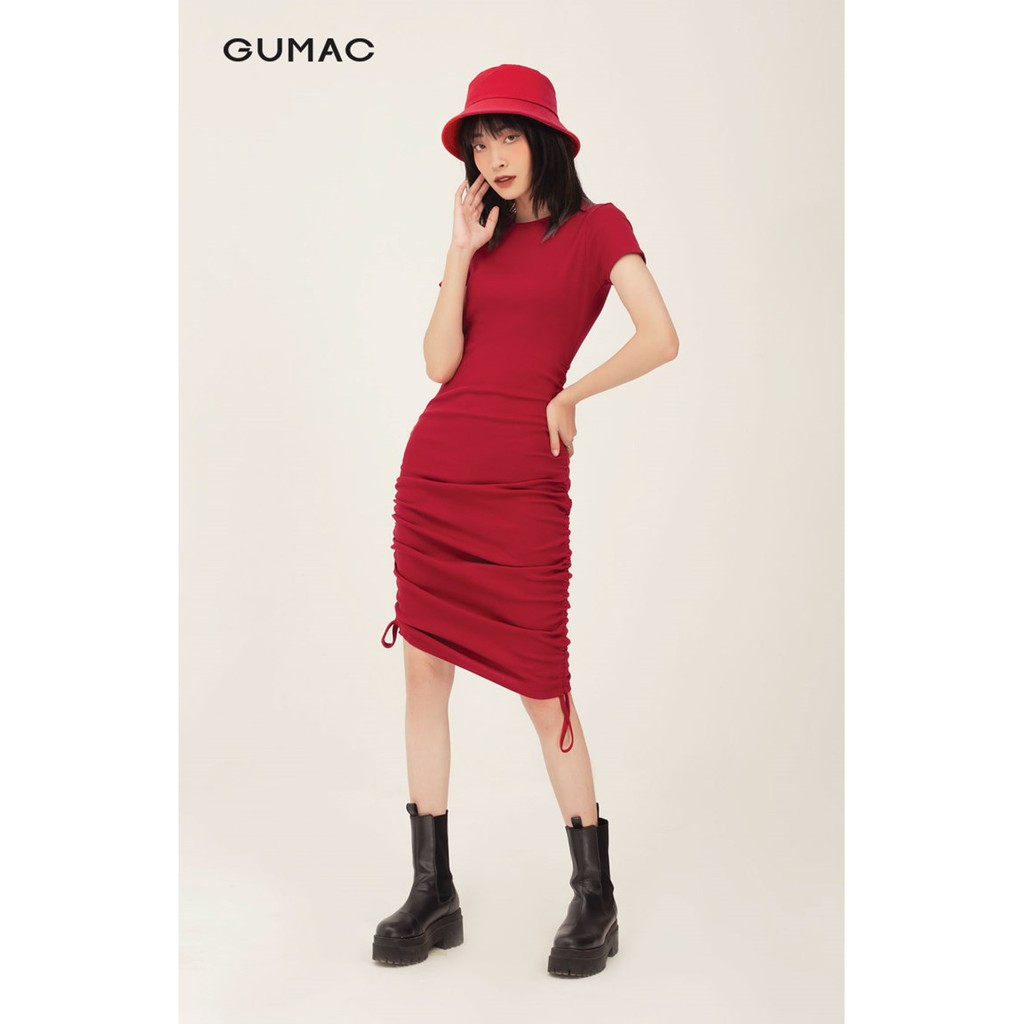 [Mã MABR07062 giảm 8% tối đa 50K đơn từ 249K] Đầm body nữ rút sườn GUMAC ôm body sang chảnh, tay ngắn nhiều màu DB3113 | BigBuy360 - bigbuy360.vn