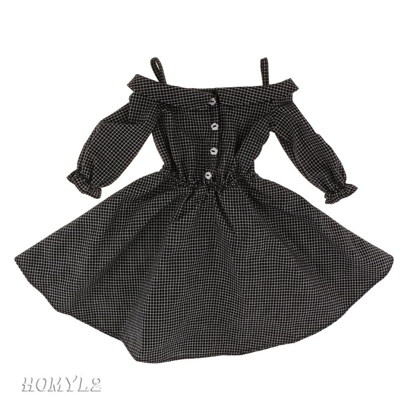 BJD Clothing Black Plaid Shoulder Strap Dress for 1/3 SD MSD  Dollfie