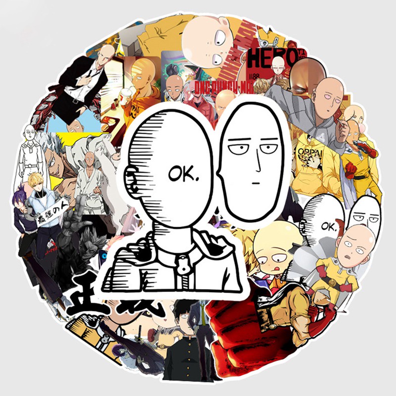Sticker chủ đề One Punch Man chống nước, dán mũ bảo hiểm, vali, laptop 095