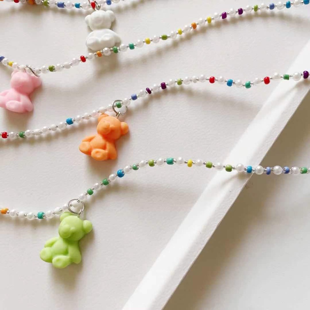 Dây Đeo Mắt Kính Xỏ Hạt acrylic Màu Kẹo Hình Gấu