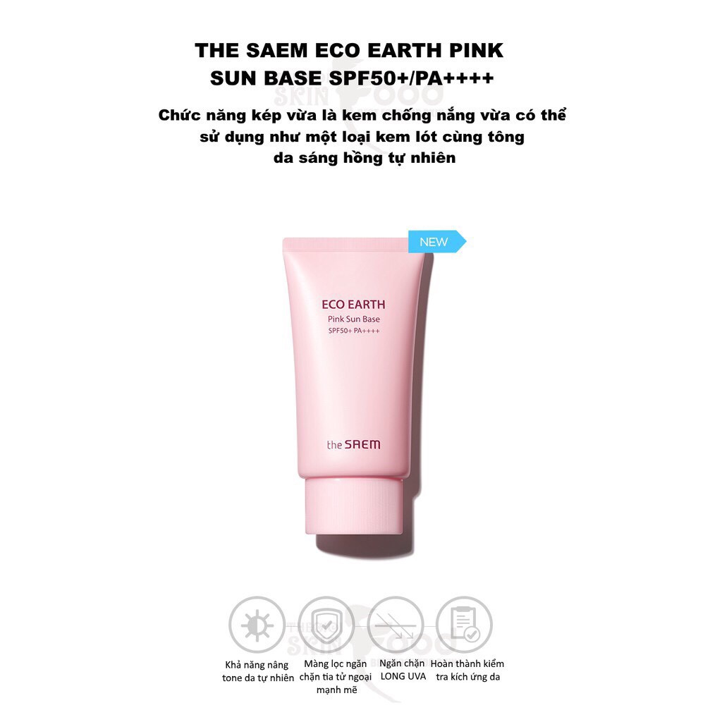 Kem Chống Nắng THE SAEM -  Kem chống nắng The Seam ECO EARTH POWER PINK SUN CREAM (SPF 50+/PA)++++ [Yunaa Cosmetics]