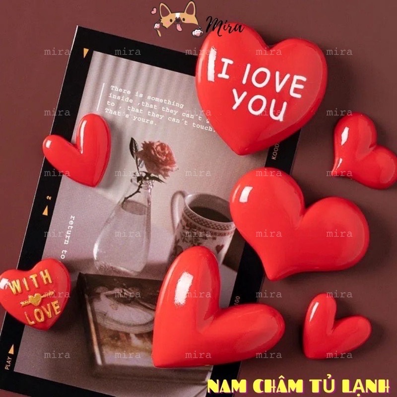 Nam Châm Tủ Lạnh 3D Tim nhỏ Love Mini Decor Bàn Học, Trang Trí Bàn Làm Việc, Đính Note, Quà Cho Bạn Gái MIRA-3D68023