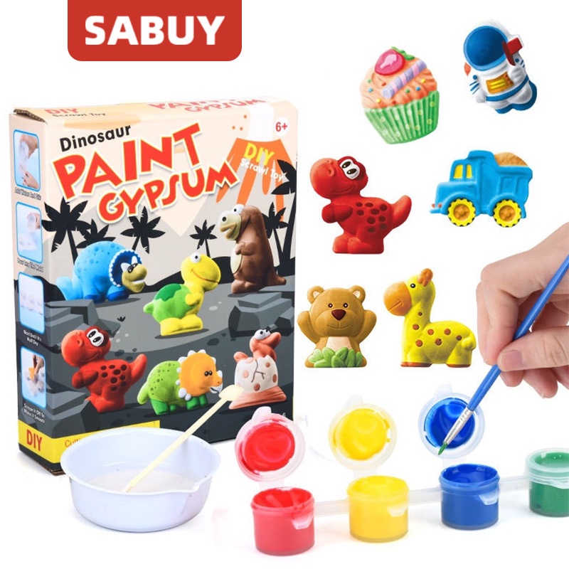 SABUY Tự làm Sơn Thạch cao Búp bê Trẻ em Tranh Vẽ Mô hình Thạch cao Đồ chơi