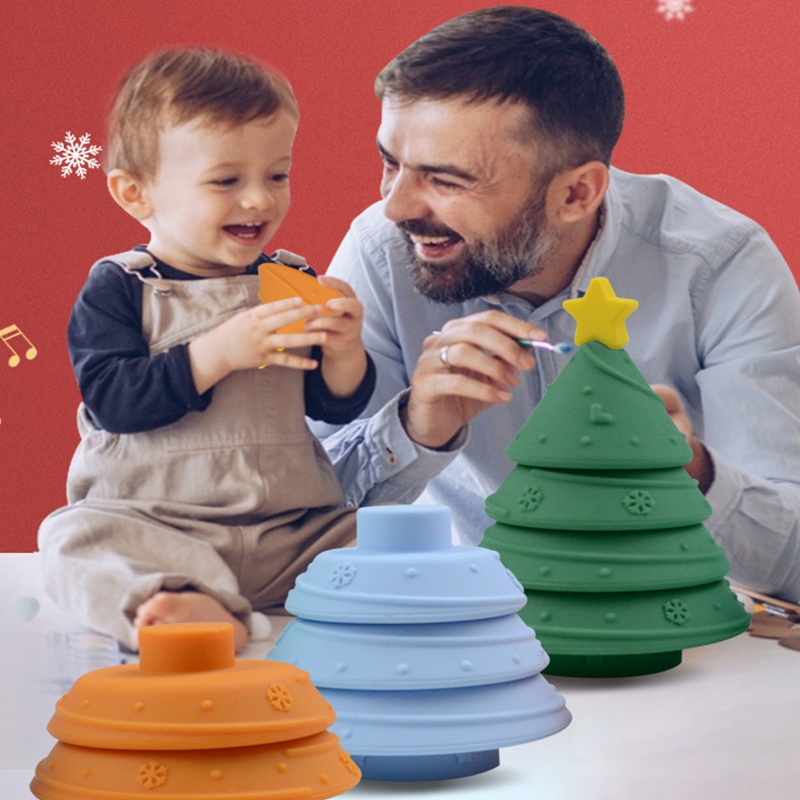 Đồ Chơi Cây Thông Giáng Sinh Bằng Silicone Nhiều Màu Sắc Phát Triển Trí Thông Minh Dành