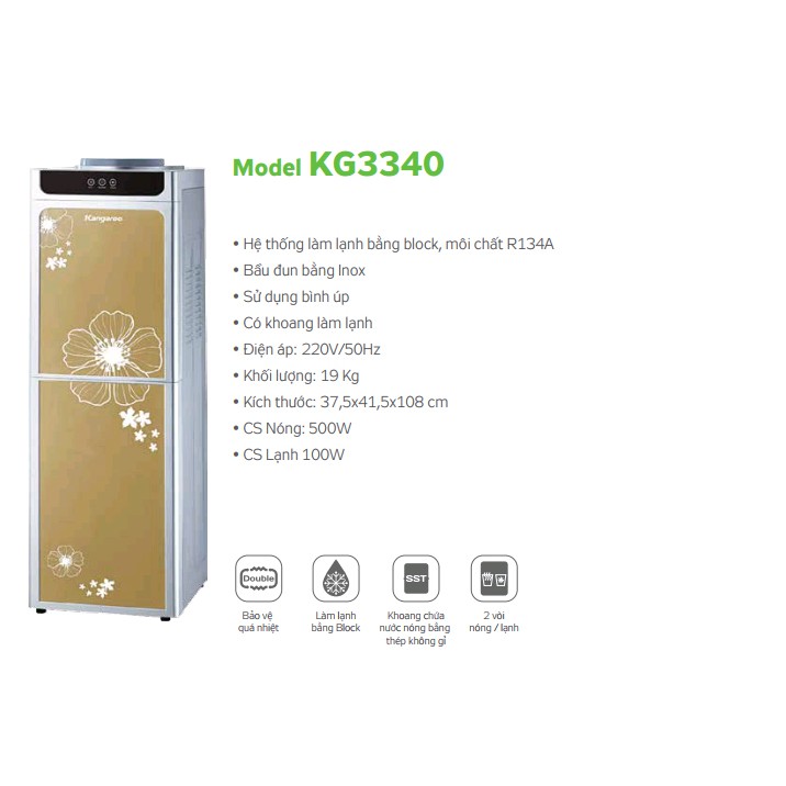 Cây nước nóng lạnh Kangaroo KG3340