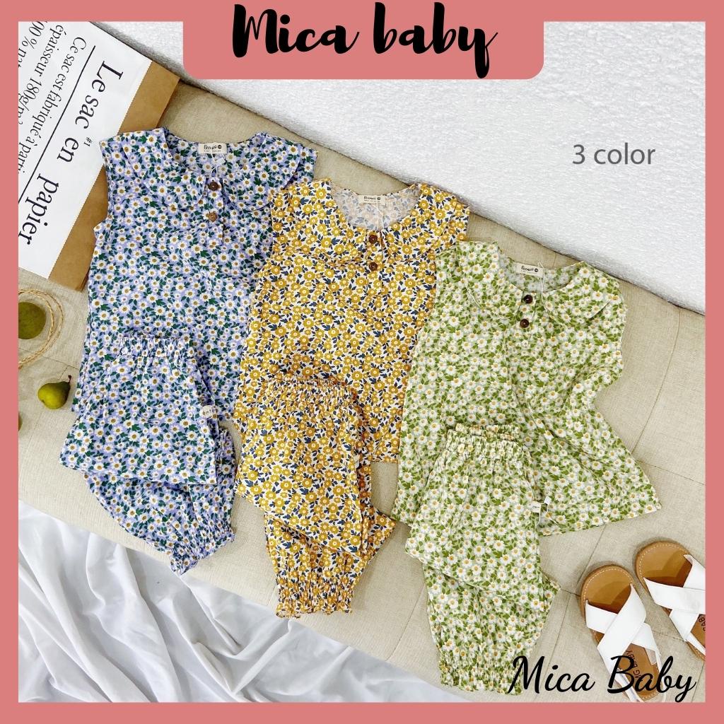 Đồ bộ cotton cho bé cổ sen hoa nhí điệu đà đáng yêu Mica baby QA16