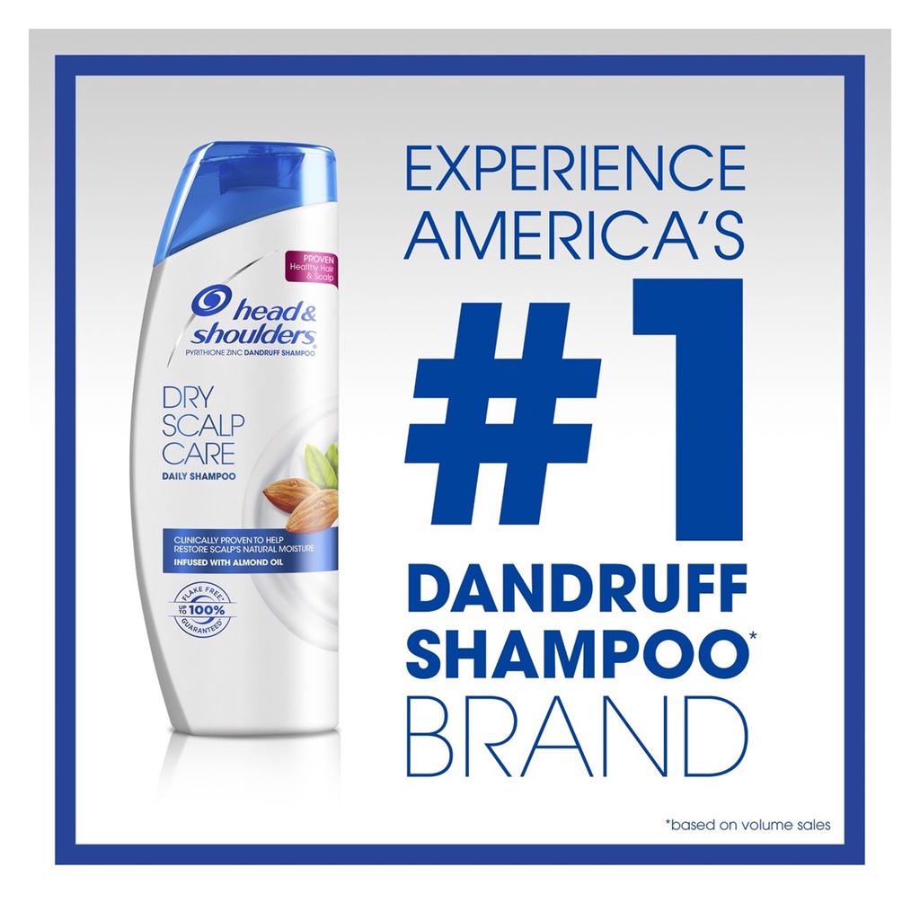 [400ml] Dầu Gội Giảm Gàu Chiết Xuất Hạnh Nhân Head &amp; Shoulders Dry Scalp Care Pyrithione Zinc Dandruff Daily Shampoo