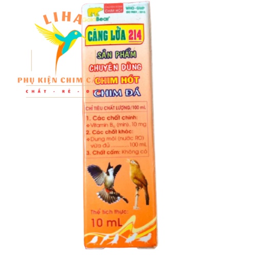 Căng Lửa 214 10ml - Chuyên Dùng Cho Chim Hot, Chim Đá