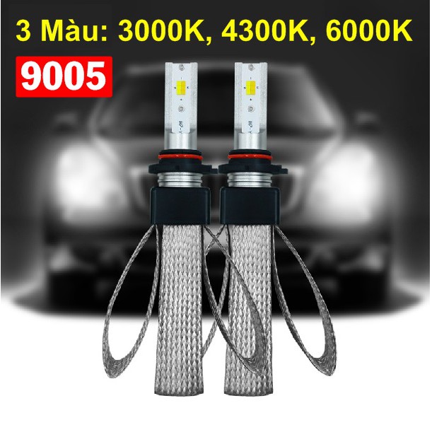 Cặp Đèn Pha Ô Tô 3 Màu Siêu Sáng - Đèn LED 9005/HB3/H10 - Chip CSP 2019 3 Màu Thay Đổi Trắng, Vàng, Vàng Nắng