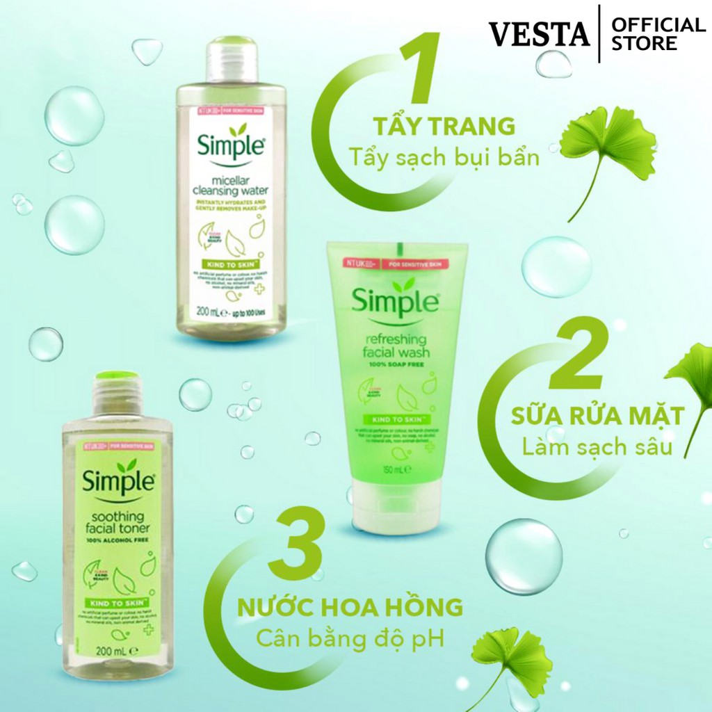 Nước Tẩy Trang Simple Micellar 200ml Làm Sạch Trang Điểm Skincare Chăm Sóc Dưỡng Da Vượt Trội | BigBuy360 - bigbuy360.vn