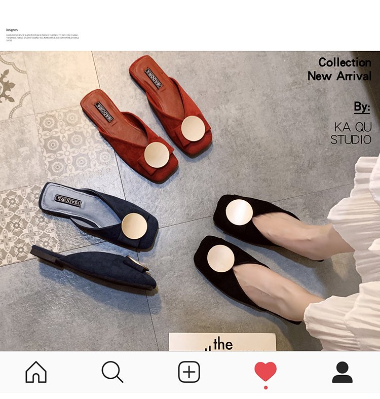 Dép bít mũi gót vuông thấp phong cách Hàn Quốc dễ thương dành cho nữ | BigBuy360 - bigbuy360.vn