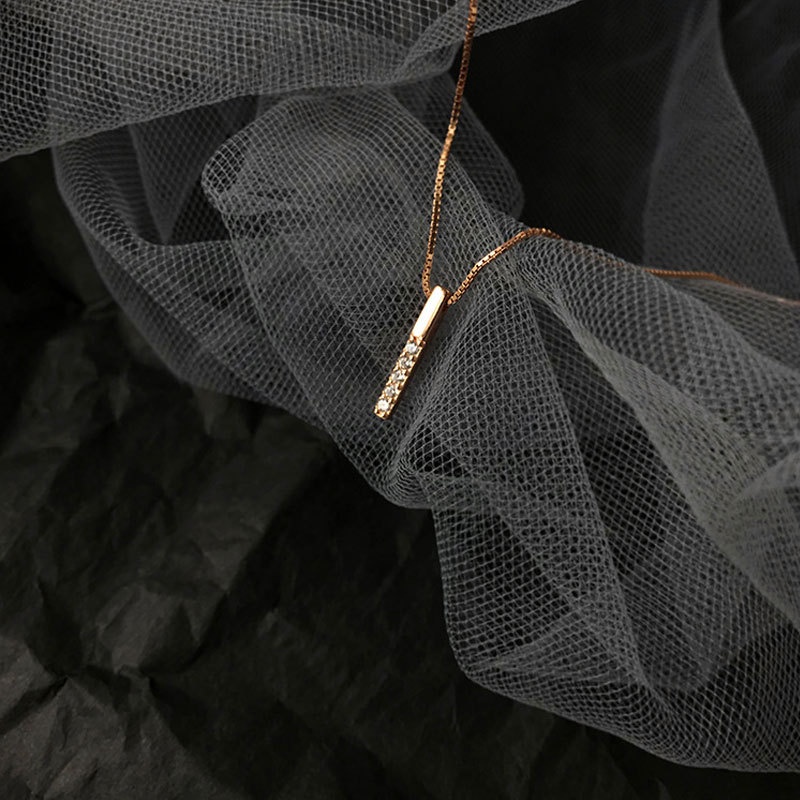 Vòng cổ dài đơn giản bằng kim loại đính đá zircon thời trang cho nữ