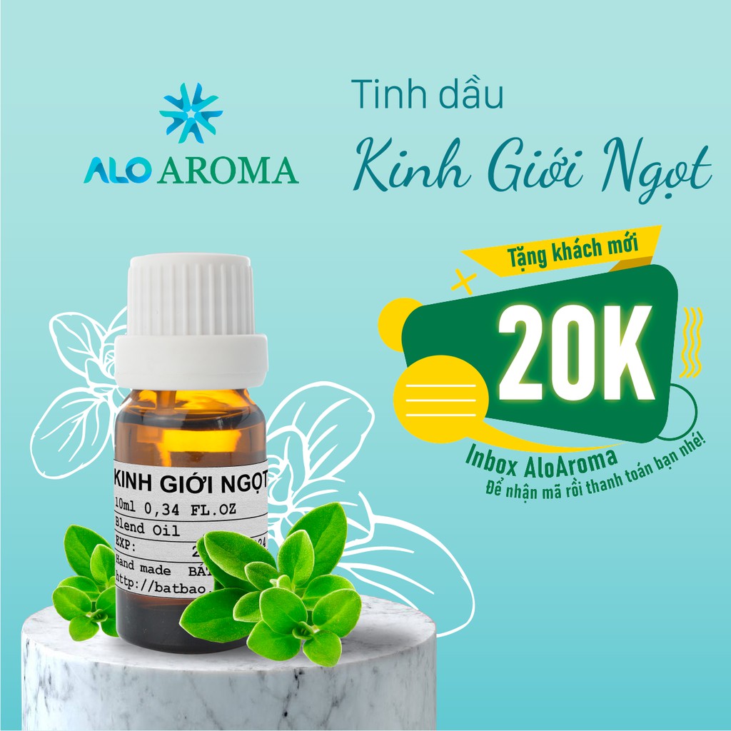 Tinh Dầu Kinh Giới Ngọt Thiên Nhiên cải thiện giấc ngủ, làm đẹp da, thanh lọc không khí Sweet Marjoram Oil AloAroma