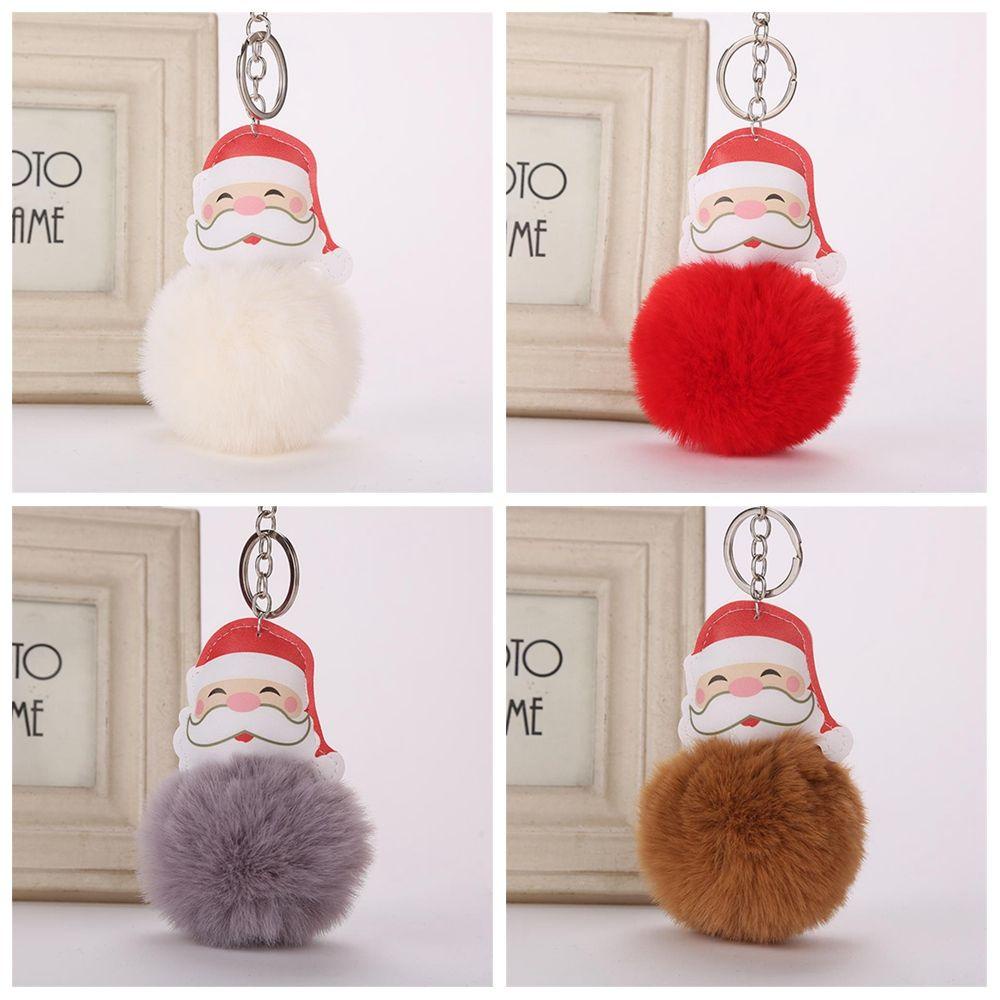 EUTUS Móc Khóa Hình Ông Già Noel Phối Banh Lông Xinh Xắn Dễ Thương