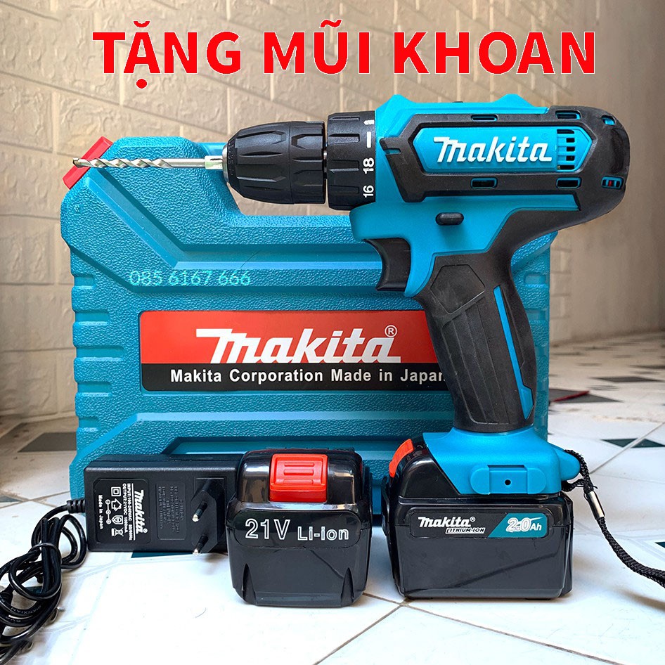 Máy Khoan Pin Maktia 21V 2 Chức Năng - Khoan Bắt Vít - Tặng mũi khoan