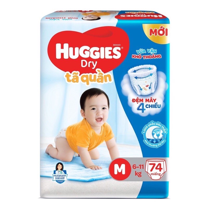 Bỉm - Tã quần Huggies size M - 74 miếng (Cho bé 6 - 11kg)