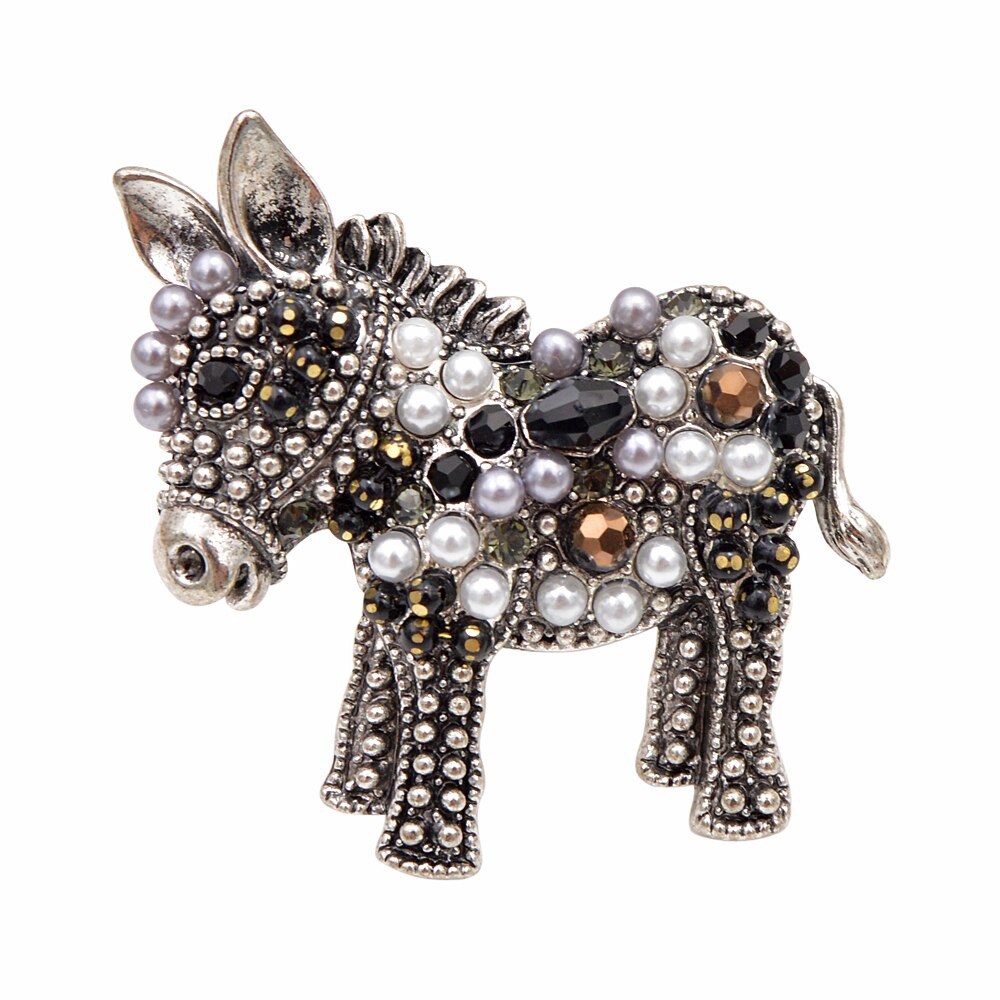 Fun Donkey Brooches Women Fashion Animal Pin Funny Cute Cartton Style Design Kid Gift