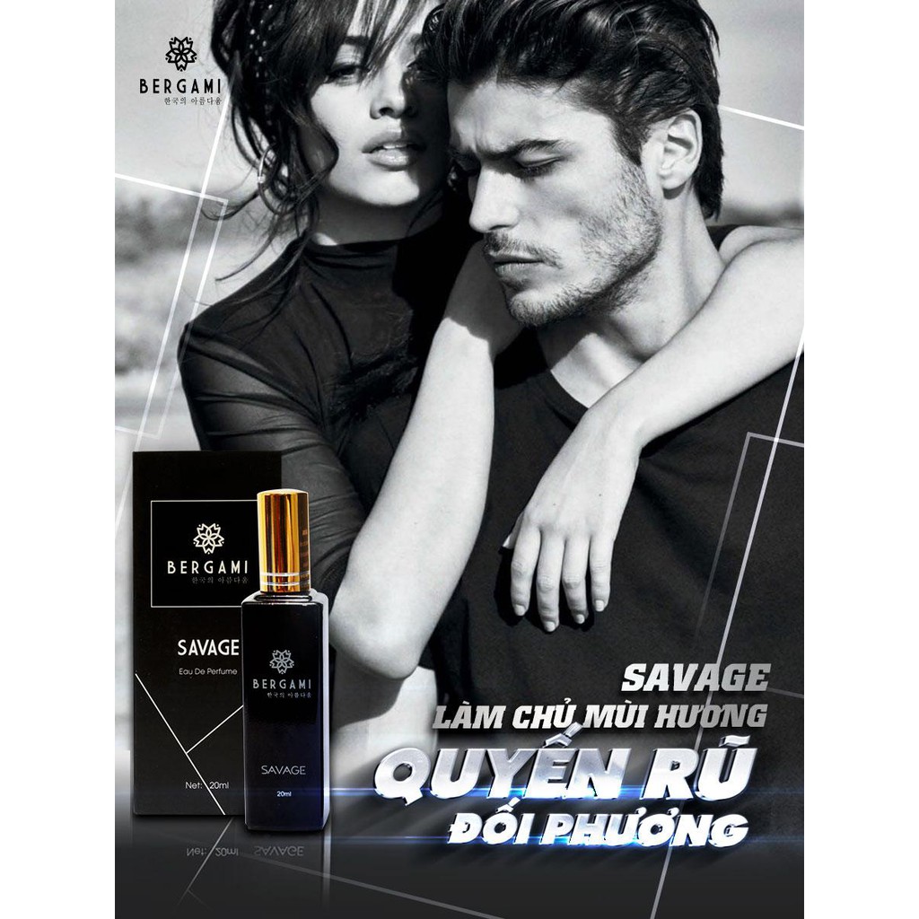 [Tặng mặt nạ giấy] Nước hoa nam chính hãng Bergami Savage - Hương nước hoa Pháp - Lưu hương 12h | BigBuy360 - bigbuy360.vn