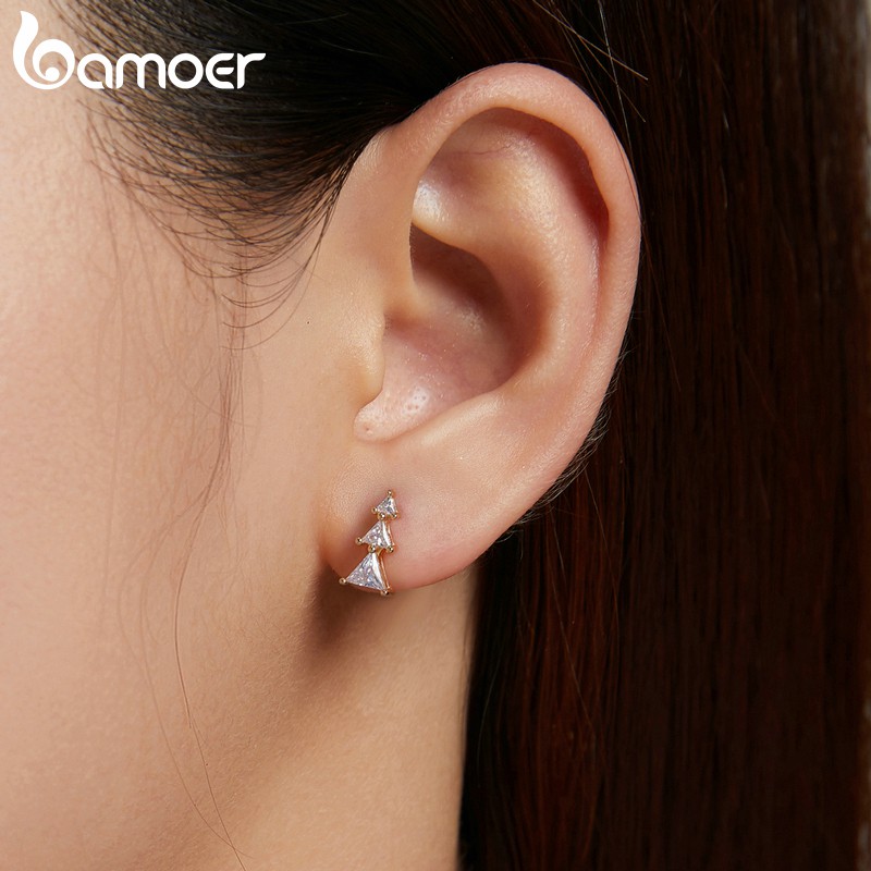 Đôi bông tai Bamoer Scene1268-A bằng bạc 925 họa tiết cây thông Noel có 2 màu tuỳ chọn dùng làm quà tặng cho nữ