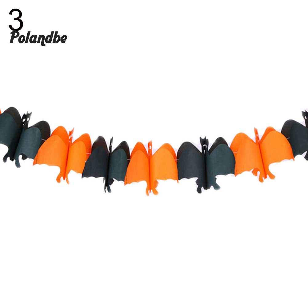 ●PO 300cm Halloween Pumpkin Spider Bat Ghost Bunting Banner Garland Party Decoration