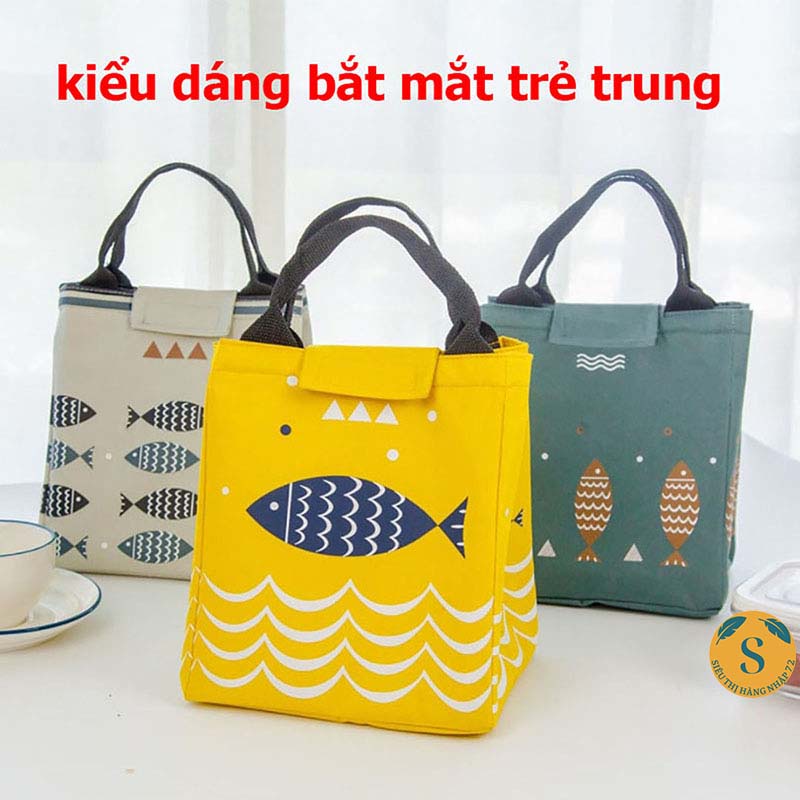 Túi giữ nhiệt đựng đồ ăn có khoá kéo tiện dụng. Đựng Hộp Cơm Giữ Nhiệt Cao Cấp [TÚI GIỮ NHIỆT CÁ]