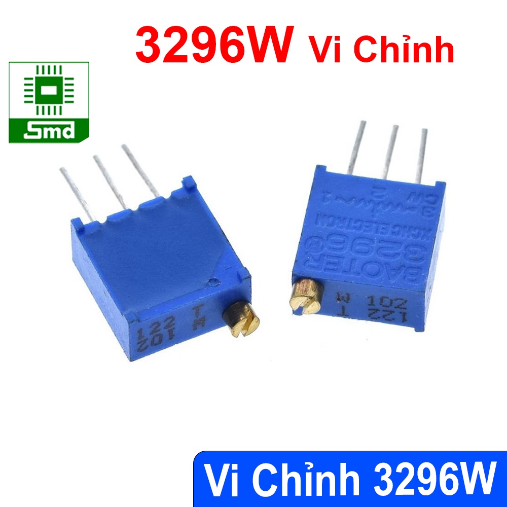 Biến Trở Vuông 3296W đứng 10K 100K 200R Chiết áp nhựa Xanh Vi Chỉnh 3296 W Triết áp 501 102 502 103 503 1K 2K 5K 10K