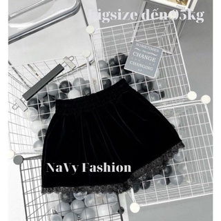 Quần short nữ chất nhung phối ren cạp cao ladya store m06