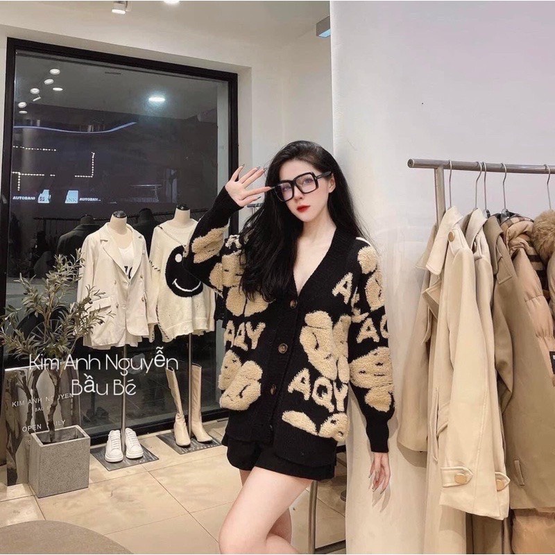 Áo Khoác Len, Áo Cadigan Dáng Dài Bigsize From Rộng Họa Tiết Full Gấu Siêu Cute Phù Hợp Đi Chơi Đi Dạo Phố Ak1102 | BigBuy360 - bigbuy360.vn