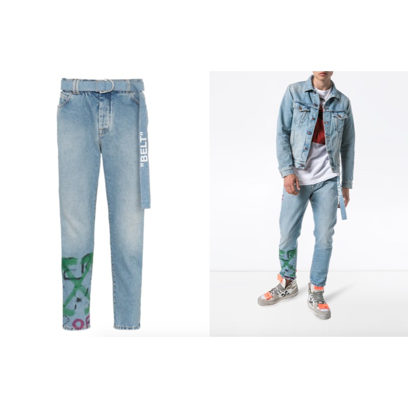 Quần jeans Off-White spray logo denim jeans ss20