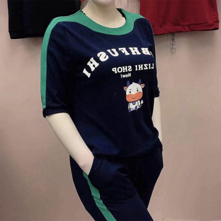 [RẺ VÔ ĐỊCH]Bộ đồ nữ thời trang cao cấp, Vải thun cotton họa tiết in chuẩn đẹp như hình